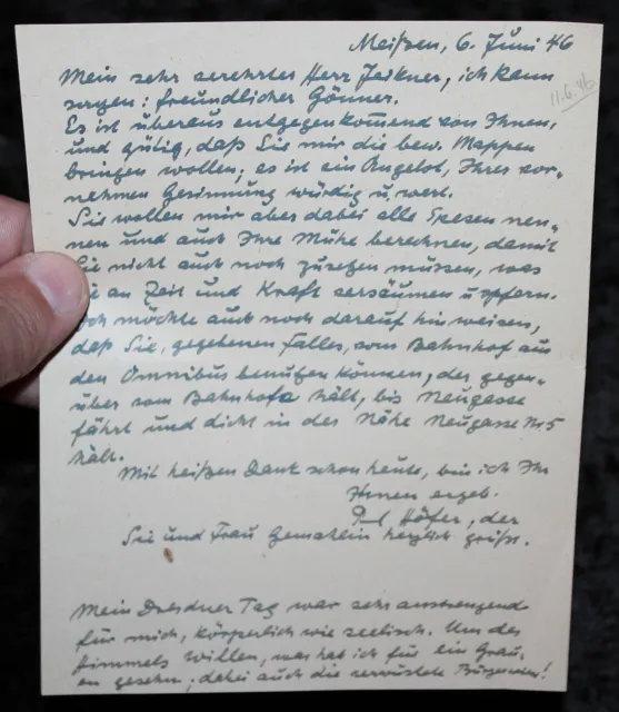 PAUL HÖFER ,Dresdener Maler ,signierte Original Handschrift 1946 6
