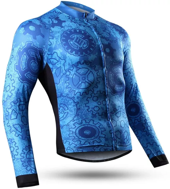 Men's Cycling Bike Jersey Long Sleeve with 3 Rear Pockets Biking Medium