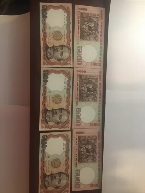 Lot Of 6- 5000 Soles Peru
