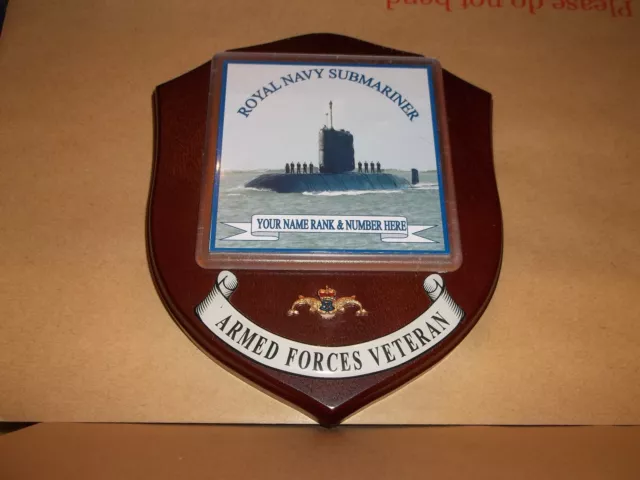 Royal Navy Submariner Veteran Wall Plaque with name rank & number printed free.