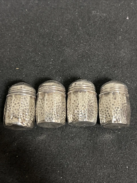 4 Miniature Sterling Silver Salt And Pepper Shakers By S.C.S Co