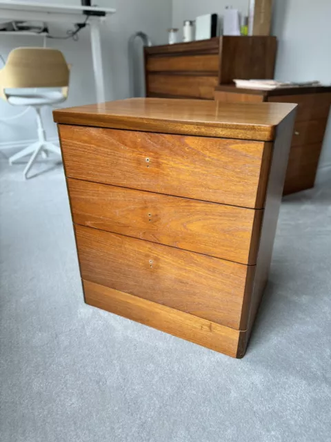 Pair Mid-Century Stag Cantata Teak Bedside Drawers Cabinets Vintage