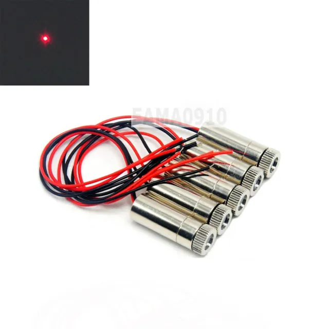 5pcs Focusable 3-5V DOT 650nm 10mW Red Laser Diode Module 12x35mm w/ Driver-in
