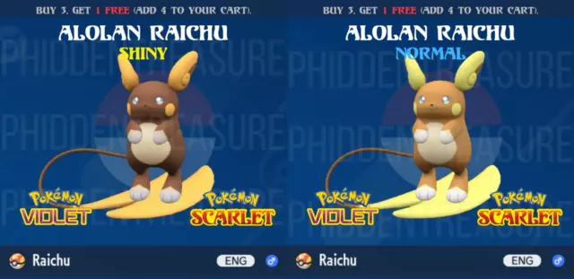 Alolan Raichu ⚡Shiny⚡/Normal 6Iv Bt Ready Vgc 23 - Pokemon Scarlet And Violet