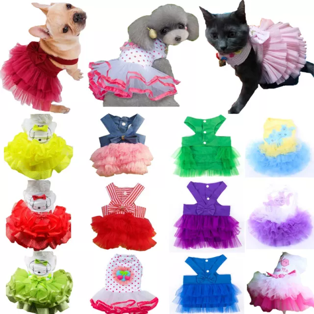 Spitze Schleife Prinzessin Kleid Hochzeit für Kleine Hunde Katze Sommer Rock ,