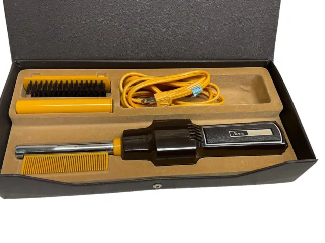 VTG 1971 Norelco Pro Comb Heated Styling Comb Brush for Men Store & Travel Case