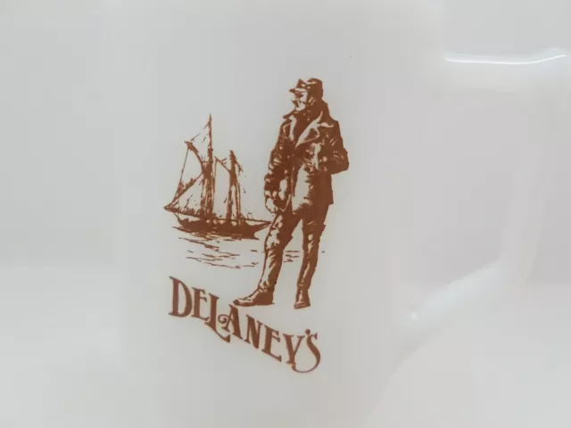 Irish Coffee White Milk Glass Footed Cup Mug Delaney's Irish Pub Vintage