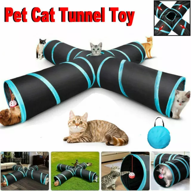 Katzentunnel Katzenspielzeug Katze Spielzeug 4 Wege Spieltunnel für Haustier Pet