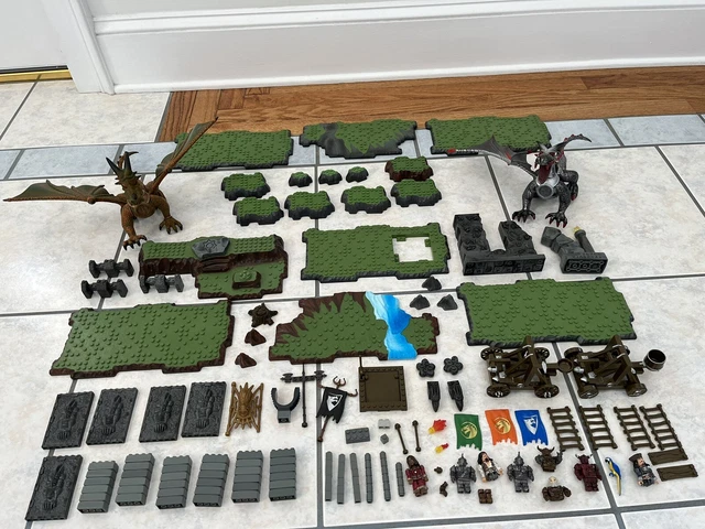 Mega Bloks Lot Pirates/Dragons Pieces  16 Baseplates Minifigures Catapult +More!