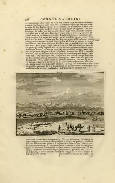 Antique Print-Topography-View of the city of Saveh in Iran-De Bruyn-1711