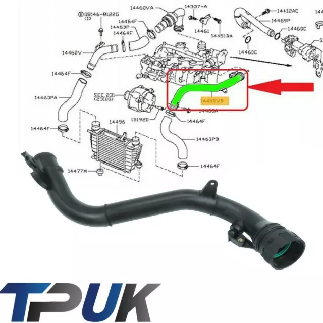 Turbo Intercooler Hose Pipe For Nissan Juke Nv 200 1.5 Dci 144601Fe0C Brand New