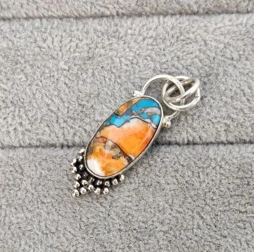 Oyster Copper Turquoise  Handmade Designer pendant 925 Silver Gift For Love