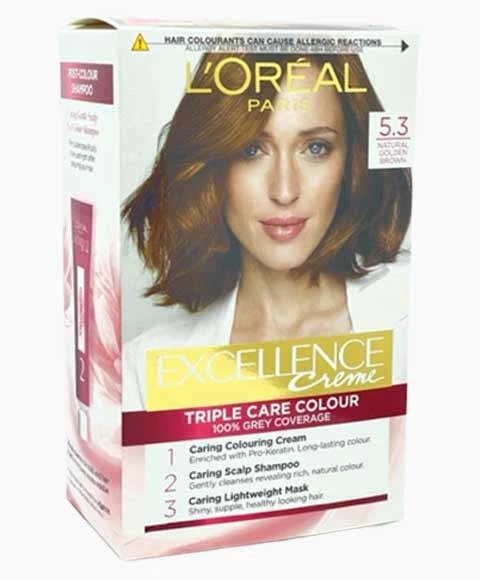 LOREAL PARIS LOREAL Excellence Creme Triple Care Colour 5.3 Natural ...
