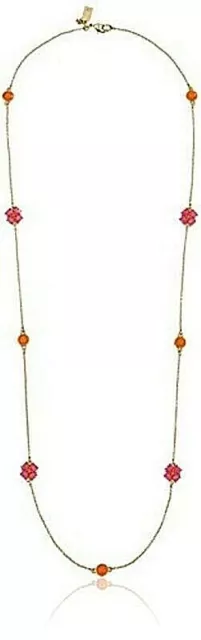 Kate Spade New York Izu Petals Pink Multi Gold Plated Long Necklace Nwt