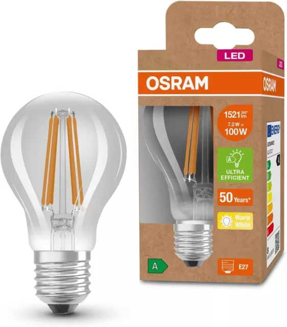 OSRAM LED a Risparmio Energetico, Lampadina a Filamento, E27, Bianco Caldo (3000