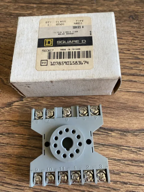 NEW - Square D 11 Pin Single Tier Relay Socket 8501 NR61 Ser A - NOS