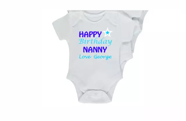 Personalised Baby Vest Grow Body Suit New Nanny/Grandad/Uncle Birthday Born Gift