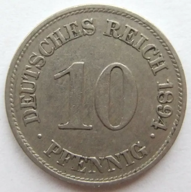 Münze Deutsches Reich Kaiserreich 10 Pfennig 1894 E in Sehr schön / Vorzüglich