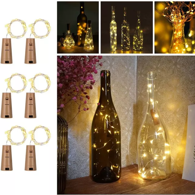 Wine Bottle Fairy Cork Shaped Copper String Lights 20 LED  Party Xmas Christmas