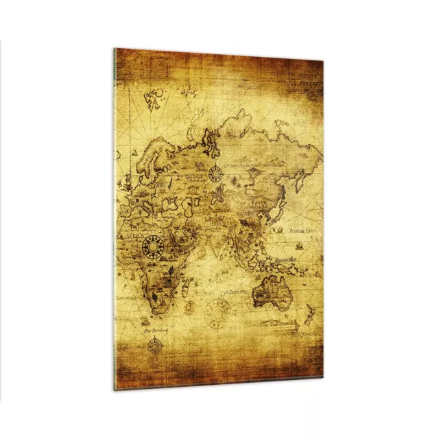 Cuadro Sobre Vidrio 80x120cm Cuadros Pared Mapa Mundo Continentes Wall Art