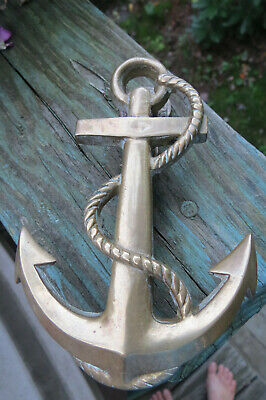 older Solid Brass 6" Anchor with rope Doorknocker Nautical Door Knocker