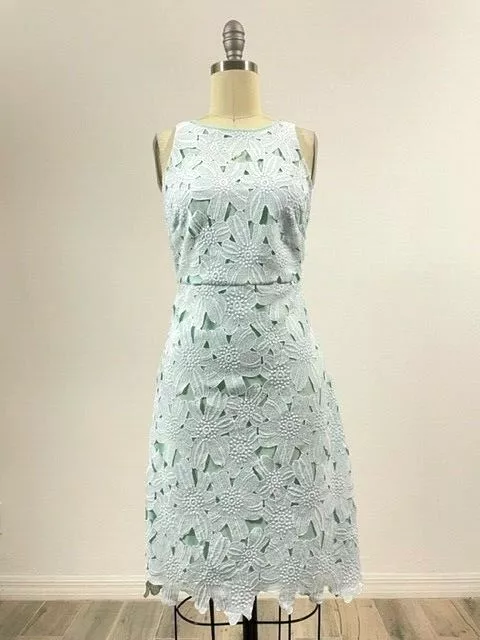 COAST NWT $220 Blanca Mint Green Floral Embroidered Sleeveless Sheath Dress Sz 4