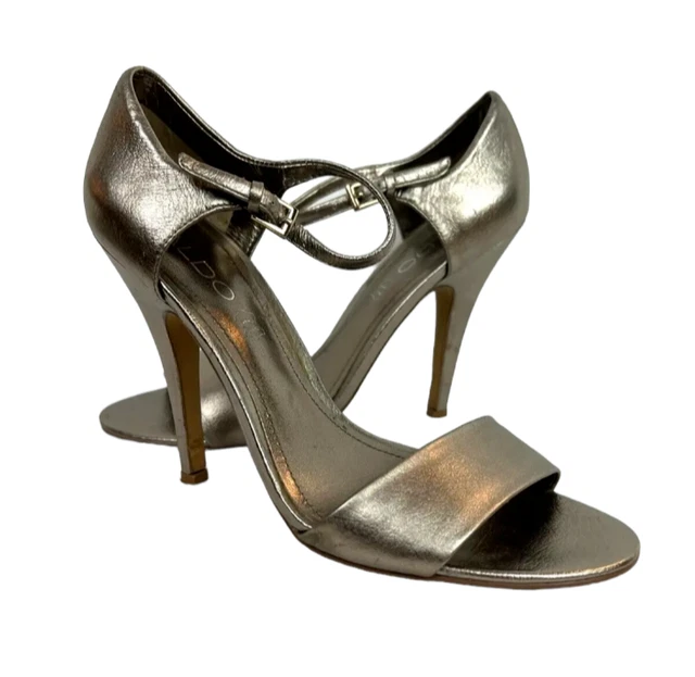 ALDO DEROLILA HIGH Ankle Strap Sandals Stiletto Heels In Bone size