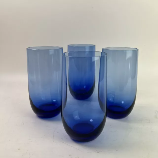 Vintage Retro Mid Century Blue Table Water Glasses
