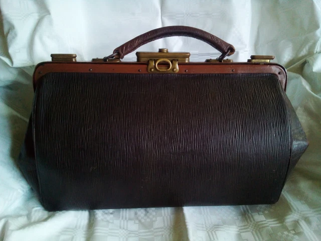 Oldtimer Accessoire großer Arztkoffer Leder braun um 1920/50 Tasche Hebammen