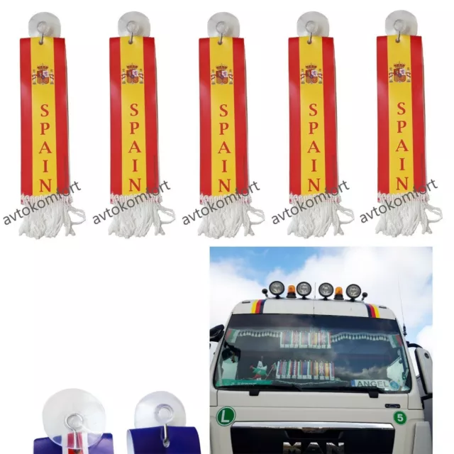 5 Pieces National Flag Spain For Front Windscreen Shield Truck Lorry Cars