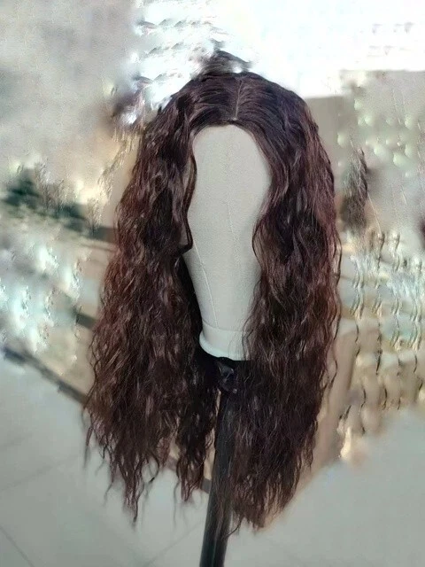 Perruque Lace En Cheveux Synthétiques Lisses - Longueur 45 Cm, Couleur Brun Foncé/noir - Neuf Avec étiquettes