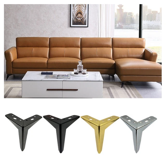 Pack de 4 pieds métalliques de meubles durables et robustes de 10 cm pour une d