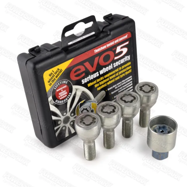 Locking Wheel Bolts Renault Thatcham Approved Evo MK5 M12 x 1.5 x 27