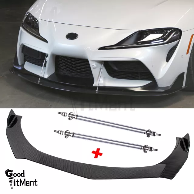 For Toyota RAV4 06-16 Carbon Front Bumper Chin Lip Spoiler Body Kit + Strut Rod