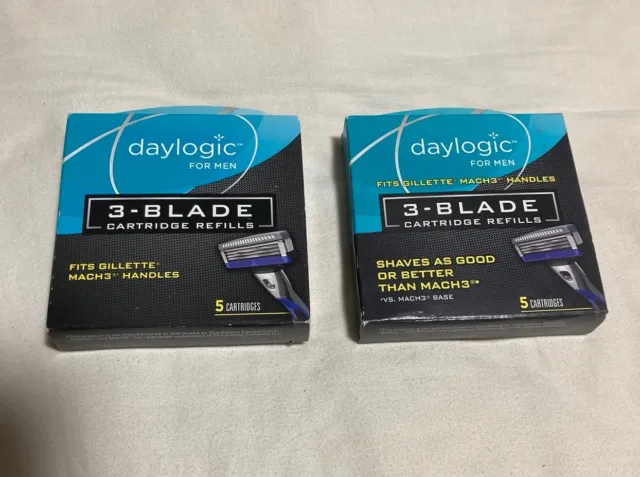 2 Pks DayLogic 5 Cartridges Fits Gillette Mach3 Razor Refills Mach / 3-Blade New