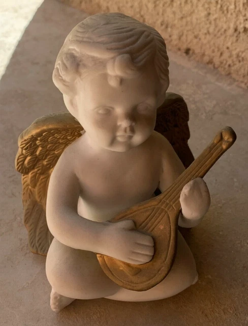 Angelot musicien belle figurine résine artisanat italien