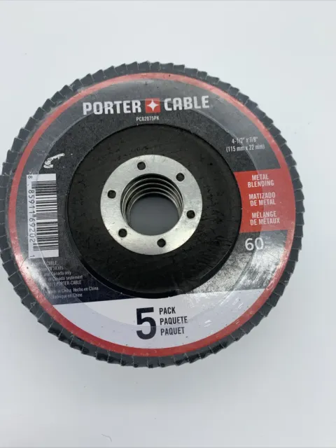 Porter Cable Metal Blending Disk 60 Grit  4-1/2” x 7/8” Pack Of 5 Disks Pleated