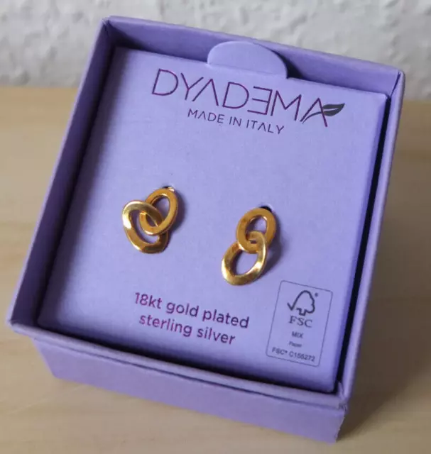 Dyadema Boucles D'Oreilles Argent Fin 925 Plaqué Or