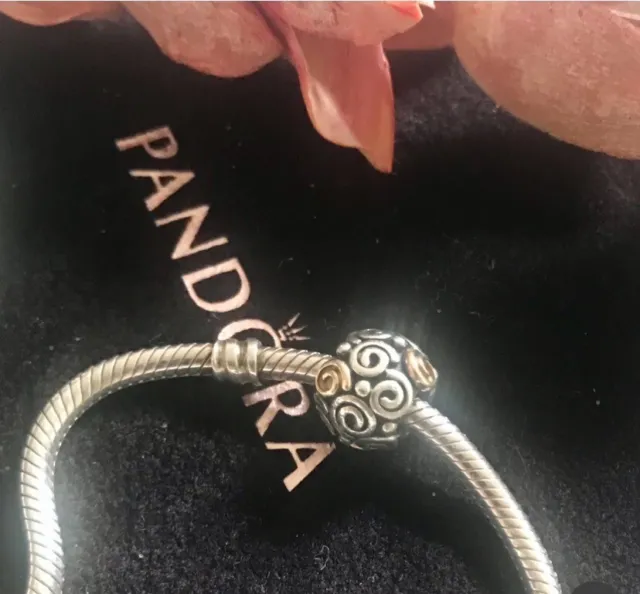 Pandora Charm Original Bicolor Kringel Silber / Gold  14 K