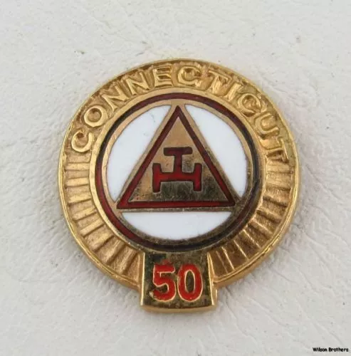 Triple Tau Pin - 50 Years Connecticut Masonic York Rite Member Lapel