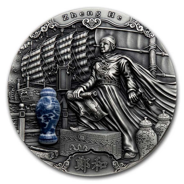 2020 Niue 2 oz Antique Silver Famous Explorers: Zheng He - SKU#230357