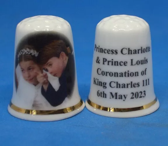 China Thimble --  Princess Charlotte & Prince Louis at Coronation 6th May 2023