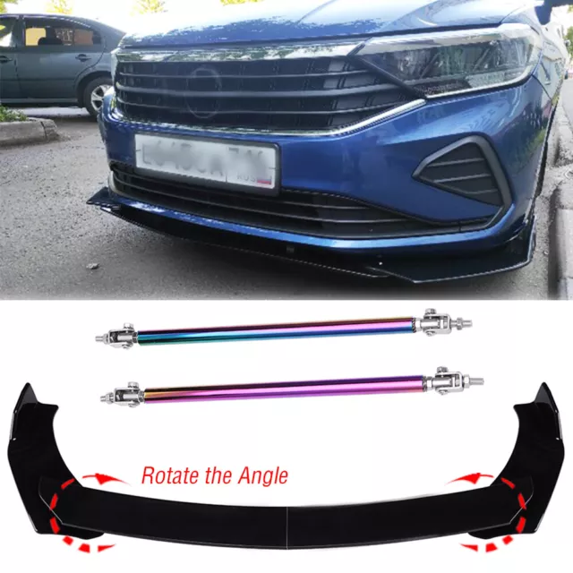 Front Bumper Lip Spoiler Splitter + Strut Rods For Volkswagen Golf GTI MK6 MK7