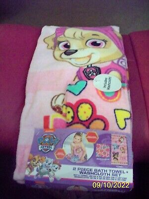 ¡Nuevo en paquete!  Nickelodeon - PAW PATROL - PARA NIÑAS - 2 piezas toalla de baño de algodón + juego de paño