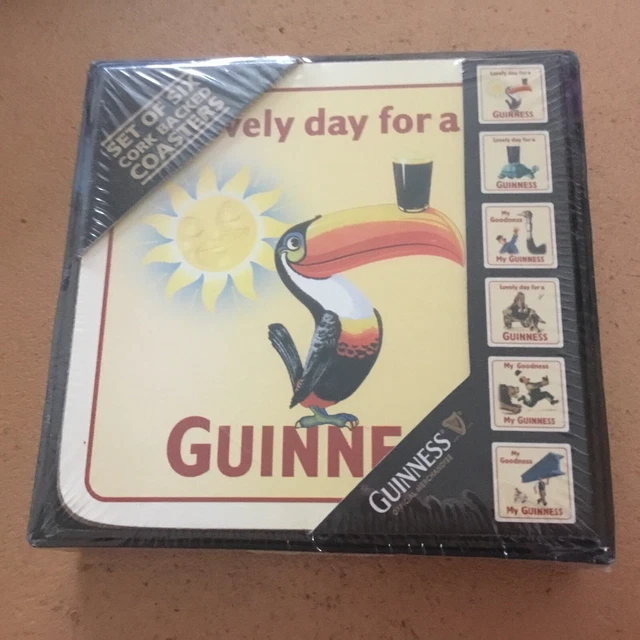 GUINNESS SET OF 6 Cork Backed Beer Mats Coasters New £10.00 PicClick UK