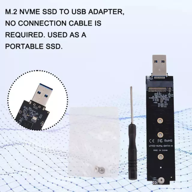 NVMe to USB Adapter, M.2 SSD to USB 3.1 Type A Card, Hard M.2 Key Based DE 2024