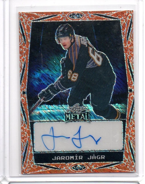 2025 JAROMIR JAGR LEAF METAL HOCKEY LEGENDS AUTO ORANGE SHIMMER