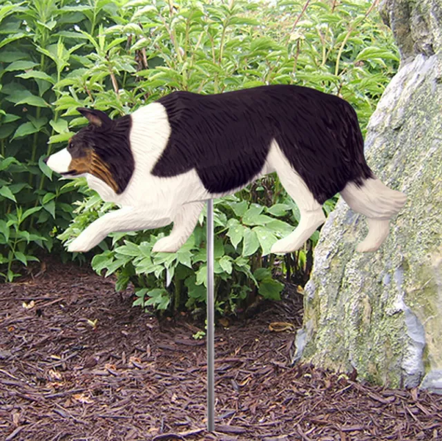Border Collie Outdoor Garden Dog Sign Hand Painted Figure Black Tri