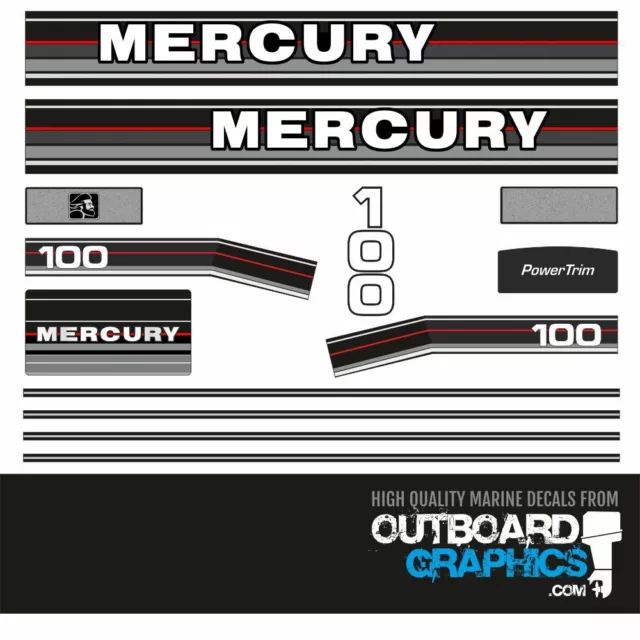 Mercury  100hp clamshell (early 80's) outboard decals/sticker kit