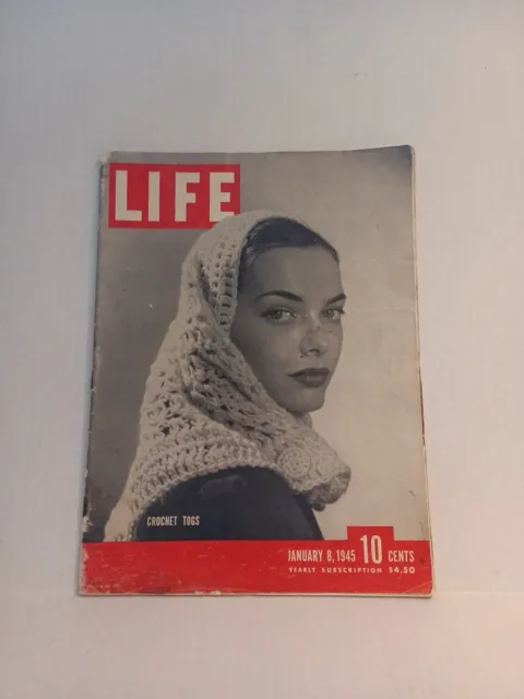 Vintage LIFE Magazine January 8, 1945 Crochet Togs Leslie Venable Fashion WW2